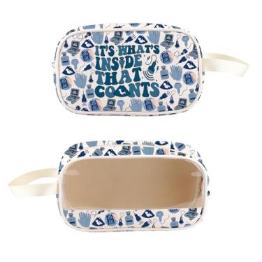 Imagem de PXTIDY Ultrasound Tech Bolsa de higiene pessoal transparente presente ultrassonografista presente radiologista bolsa de enfermeira ultrassom presente técnico, Bege, Tendência