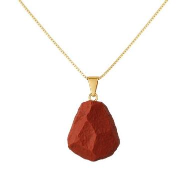 Imagem de Colar Natura Jaspe Vermelho - Cristal Natural, Banho Ouro 18k