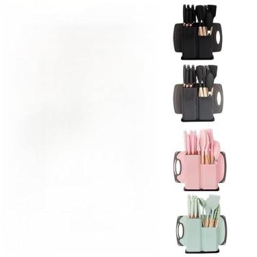 Imagem de Kit Conjunto 19 Pçs De Utensílios Facas Silicone e Plástico Cozinha Jogo Completo Batedeira Colher Pegador(Aleatoria/kit19)