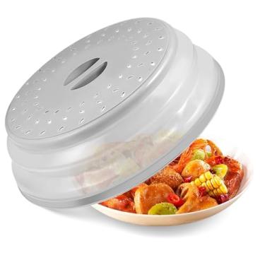 Imagem de Capa grande de micro-ondas para alimentos, capa dobrável para respingos de micro-ondas de 30 cm, placa de micro-ondas e tampa de prato com alça de fácil aderência, livre de BPA, lavável na lava-louças