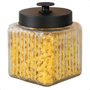 Imagem de Porta Mantimento de Vidro Com Tampa Preta ou Prateada 800ml Pote Pequeno Cozinha