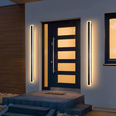 Imagem de SUCICNISD Pacote com 2 arandelas modernas de parede externa de 59,1 polegadas para uso externo de casa, luminárias de parede externas, suporte de parede longo de acrílico para varanda, porta, escada
