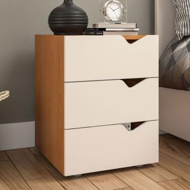 Imagem de Gaveteiro Porto 3 Gavetas Creme/Freijó - Politorno