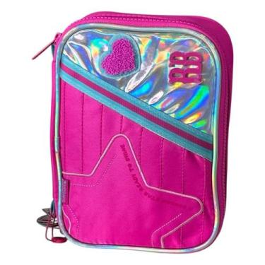 Imagem de Estojo Rebecca bonbon Holografico Rb BOX Grande Quadrado, Rosa