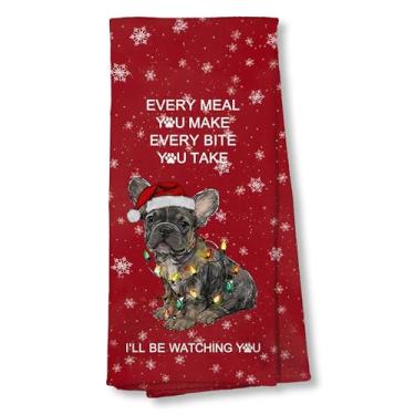 Imagem de GTYNU Presentes de buldogue francês de inverno para mulheres, toalhas de cozinha, toalhas de mão 40 x 61, todas as refeições que você fizer inverno buldogue francês decoração toalha de prato toalha de