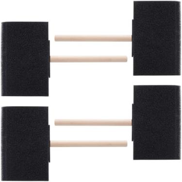 Imagem de HINZIC 4 pincéis de tinta de espuma de 10 cm, pincéis de esponja com cabo de madeira para pintura, coloração, vernizes faça você mesmo projetos de artesanato limpeza eletrônica