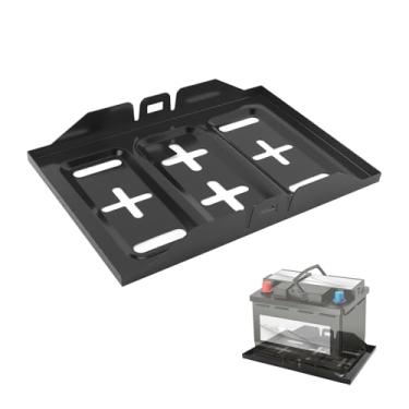 Imagem de Bandeja de bateria de carro, bandeja de bateria resistente para carro usada como suporte de montagem de baterias, bandejas universais de metal para baterias de carros com vários pontos de montagem