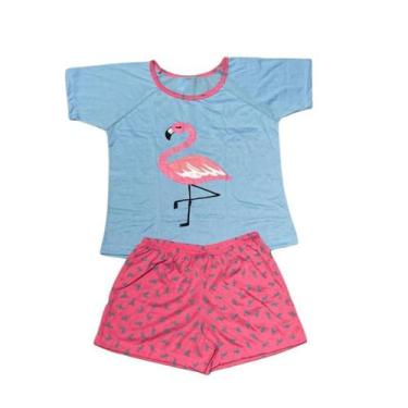 Imagem de Conjunto Pijama Adulto Feminino Curto Verão Meia Manga Estampado Baby 