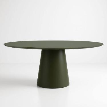 Imagem de Mesa de Jantar Cone Oval 120x80 cm Laca Verde Musgo