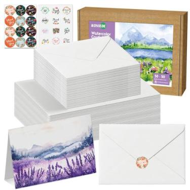Imagem de Envelope KOVIEDE, pacote com 50 cartões de aquarela dobráveis, 10x15cm