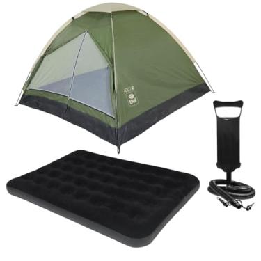 Imagem de Kit Camping Barraca 2 Pessoas + Colchão Casal e Bomba Manual - Compacto E Resistente Para Seu Acampamento