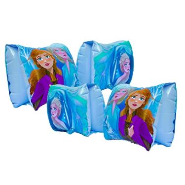 Imagem de TOY DEALS Boias de braço para crianças Anna e Elsa Frozen dos EUA - Pacote com 2 - Comece a nadar com seu personagem favorito, faixas de braço, boias de piscina meninos e meninas 3+ (FROZEN-2PK)