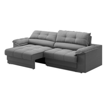 Imagem de Sofá Reclinável Mimo 2,00m com USB Retrátil e Encosto Almofadado em Grafite por Netsofas