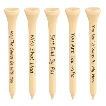 Imagem de Sumind 60 peças de presentes de golfe de Natal para papai, camisetas de golfe de madeira a granel com frases engraçadas, Dia de Ação de Graças, para pai avô (cor de madeira, 6 cm)