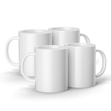Imagem de Caneca de cerâmica em branco - 425.2 g/425 ml (4 ct) - Caneca personalizada DIY - Funciona com folhas de transferência, canetas, marcadores e sublimação Infusible Ink