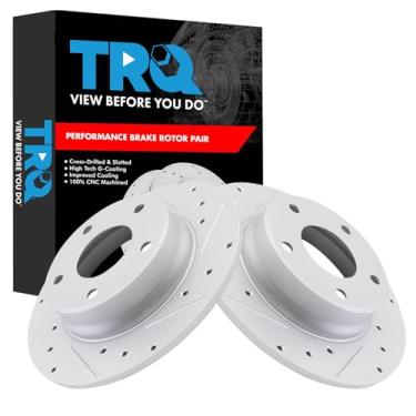 Imagem de TRQ Conjunto de rotores de freio traseiro compatível com Nissan Sentra 2020-2023