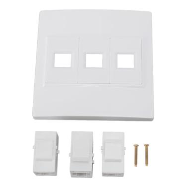 Imagem de POCREATION Placa de Parede Ethernet Cat 6 3 Portas Placa de Parede Keystone Fêmea para Fêmea 3 Portas Ethernet para CAT5 CAT5E CAT6 CAT6A Com Material ABS e Tamanho Padrão