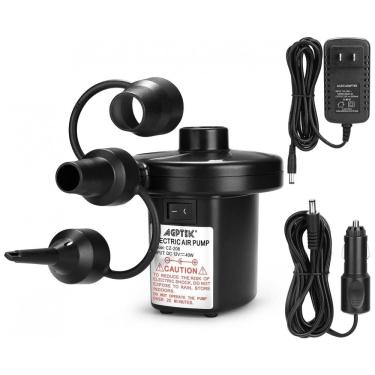 Imagem de Bomba de Ar Elétrica Portátil para Colchão Inflável, Infla e Desinfla, 110V 12V, AGPTEK, Preta