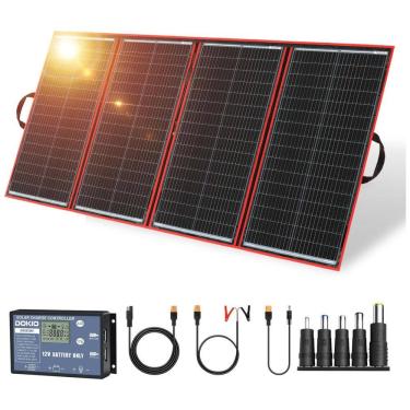 Imagem de DOKIO Painel Solar, portátil dobrável monocristalino com controlador de carga, USB, 300W, 12V, 1 unidade