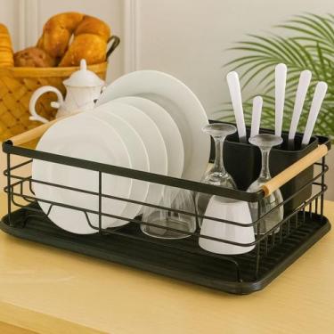 Imagem de Escorredor de Louça Aramado com Bandeja Removível e Suporte p/Talheres