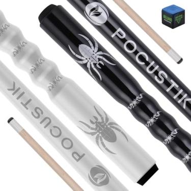 Imagem de POCUSTIK Conjunto de 2 tacos de sinuca de 147 cm, 2 peças para adultos, bastões de taco de bilhar de bordo canadense, cabo ergonômico, ponta de 13 mm para mesa de bilhar de bar em casa, preto e branco