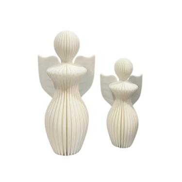 Imagem de 3D Tech solutions, Par de Anjos Decorativos Natalinos – Enfeites de Natal com Design Moderno e Elegante | Decoração de Mesa e Sala Cor:Bran