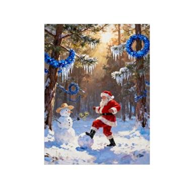 Imagem de Impressões em tela Natal-Paisagem inverno boneco neve-Pintura parede para sala de estar 60x80cm Sem Moldura