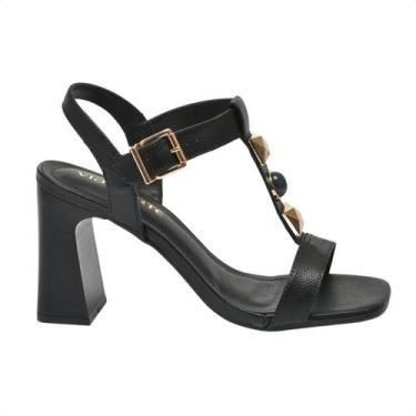 Imagem de Sandália Feminina Salto Alto Grosso Via Marte Preta, Preto, 36