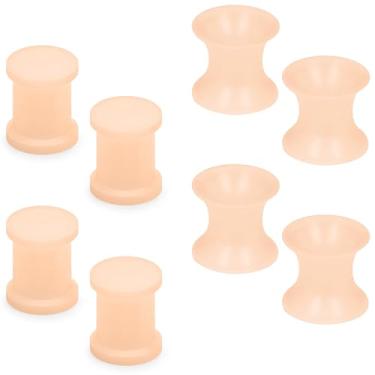 Imagem de Pexveiuu 2G Carne sólida tom de pele slicone calibres túneis alargadores para orelhas calibre 2 6 mm duplo alargamento borracha plástico calibres túneis brincos kit de alongamento piercing joias