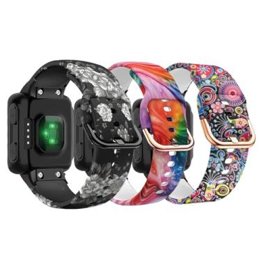 Imagem de Pulseira de relógio compatível com Garmin Forerunner 35, pulseira de silicone para homens e mulheres (flor cinza, jade e água-viva)