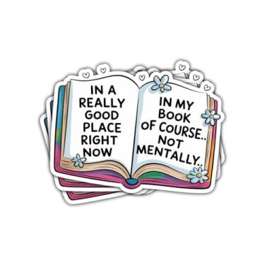 Imagem de 3 peças em um livro realmente bom lugar agora mentalmente adesivo, decalque engraçado de vinil neurodivergente TDAH para leitores, estudantes, professores, adolescentes, adultos, laptop, scrapbook
