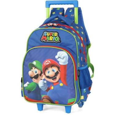 Imagem de Mochila Infantil com Rodinha Super Mario BROS G Azul (6926845708274) -