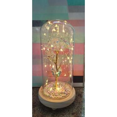 Imagem de Luminária Galáxia Luzes de Fada Redoma de vidro e base de madeira - Am