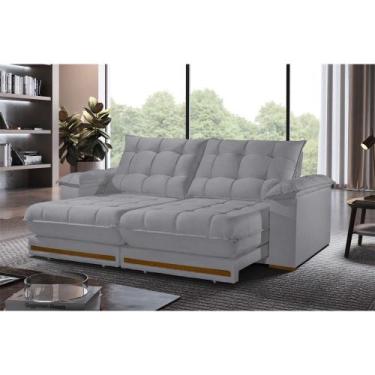 Imagem de Sofá Retrátil Barcelona 2,90M 5 Lugares Molas Ensacadas TXR, Prata