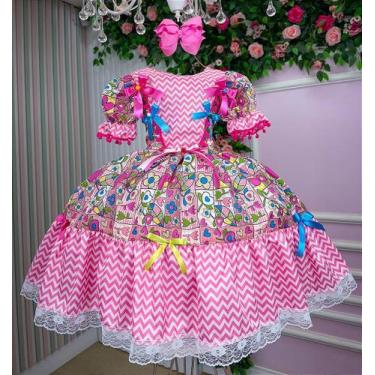 Imagem de Vestido Marie Junino Quermesse de Luxo Pink para Festas Juninas, Persi