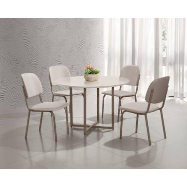 Imagem de Mesa jantar romana rubia 4 cadeiras nápoli nanda aço nobre