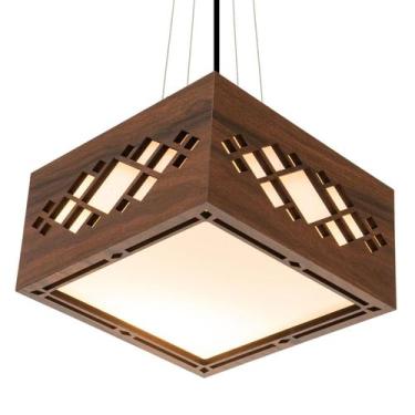 Imagem de Luminária Decorativa Madeira Pendente Pipa 45cm - CREATUS, Pau Ferro, 