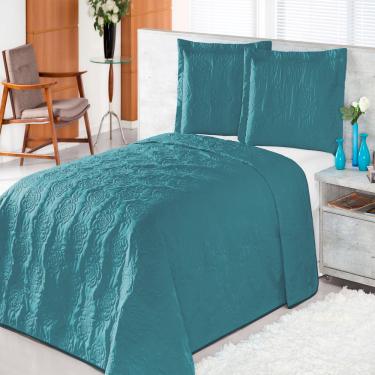 Imagem de Cobre Leito Solteiro Pratic Rosas Azul Sky Enxovais Aquarela 3 peças