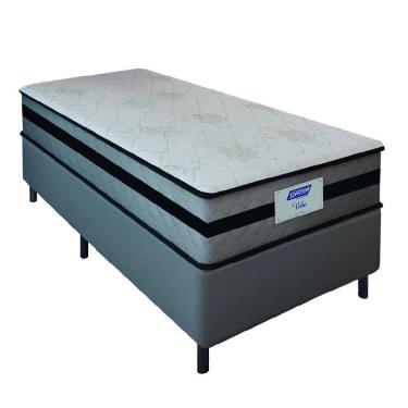 Imagem de Cama Box Solteiro Gazin com Molas Ensacadas Vibe 88x188x60cm Cinza/Preto