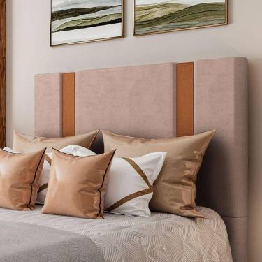 Imagem de Cabeceira Estofada Solteiro 90 Cm Ametista Veludo Rose