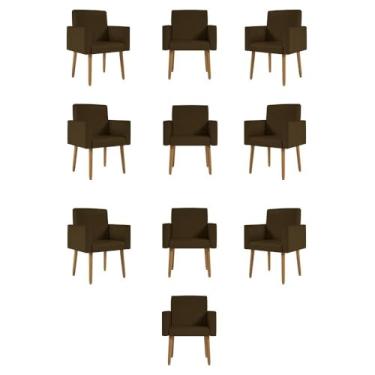 Imagem de Kit 10 Poltronas Nina Decorativa Para Recepção Courino Cor:courino Marrom