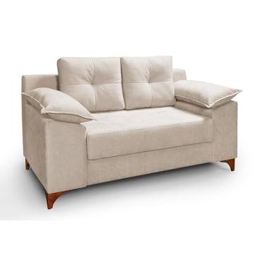 Imagem de Sofá Ibiza 2 Lugares Casal Premium com Tecido Aveludado Sala de Estar Casa Imperial Creme 203