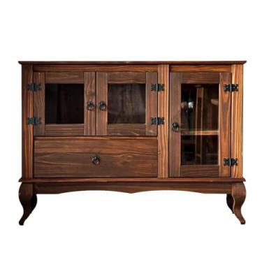 Imagem de Balcão Para Cozinha 3 Portas Em Vidro Madeira Maciça Imbuia Repleta