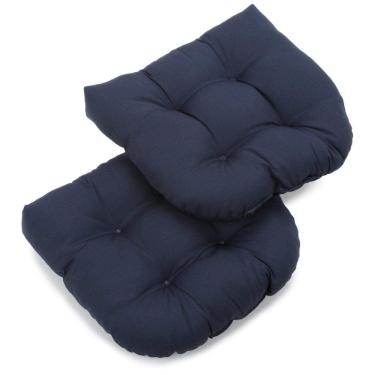 Imagem de Almofada de cadeira Blazing Needles Twill Tufted em forma de U azul marinho 19"