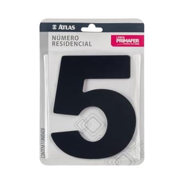 Imagem de Atlas - Número Residencial 5 (Cinco) em Alumínio com Fita VHV para Fixação para Área Interna e Externa, Cor Preta