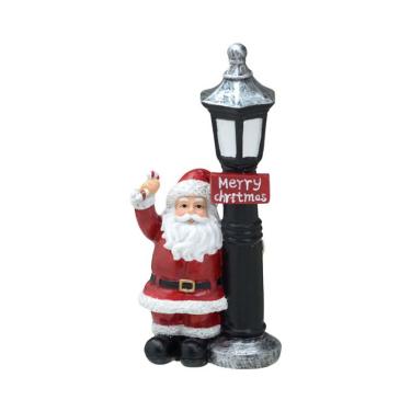 Imagem de Enfeite Natalino Espressione Papai Noel com Poste Vermelho e Preto 16 cm