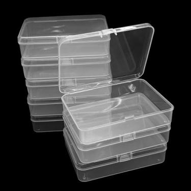 Imagem de AUXBC 8 recipientes de armazenamento transparentes, mini caixas organizadoras de plástico com tampas para artesanato de joias, pequenos estojos retangulares para cartões de visita, peças de jogos