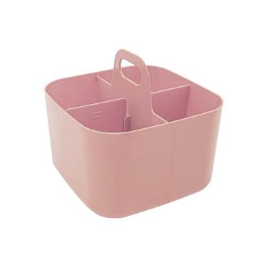 Imagem de Reflygen Organizador portátil empilhável, organizador de mesa multiuso para artesanato ou material escolar, escritório, suporte de lápis de papelaria, organizador de dormitório (rosa)