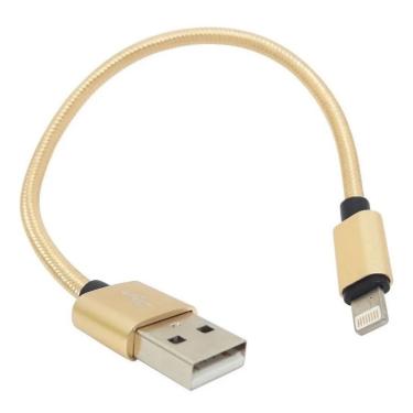 Imagem de Cabo Dourado Pequeno Iph 20 Cm Nylon Usb Para Power Bank
