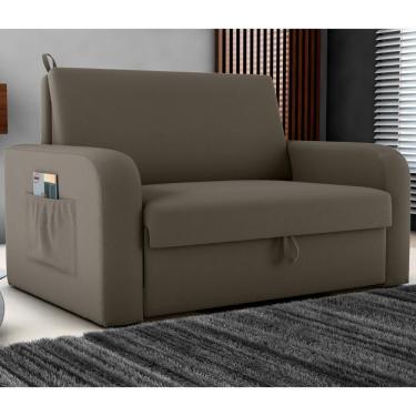 Imagem de Sofá Cama Com Baú 2 Lugares Numey Veludo Maserati Marrom